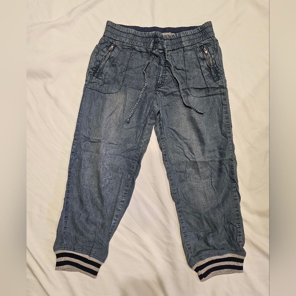 Tractr Girls Soft Denim Drawstring Jogger Pants- Size 14